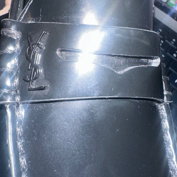 Saint Laurent Patent Leather Penny Loafers — Black — Size 36 - Picture 4 of 9
